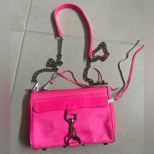 Rebecca Minkoff Mini MAC Leather Neon Hot Pink Crossbody Bag Y2K